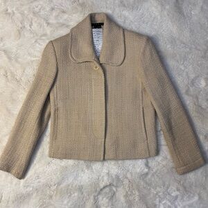 Theory Cropped Blazer with Textured Fabric and Wide Collar